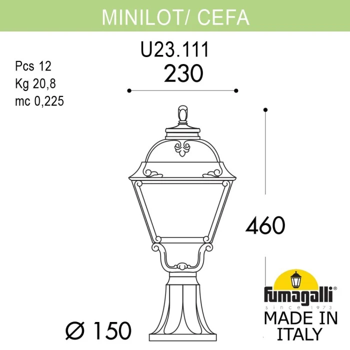 Уличный фонарь FUMAGALLI MINILOT/CEFA U23.111.000.VXF1R