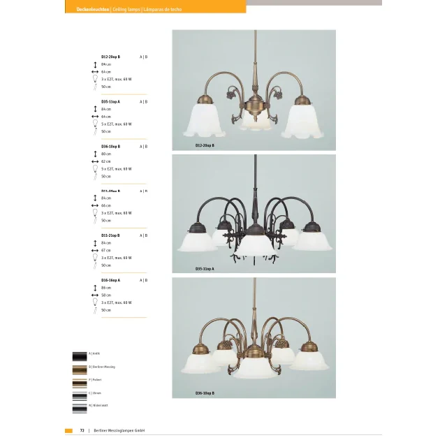 Люстра на штанге Berliner Messinglampen D11-21opB