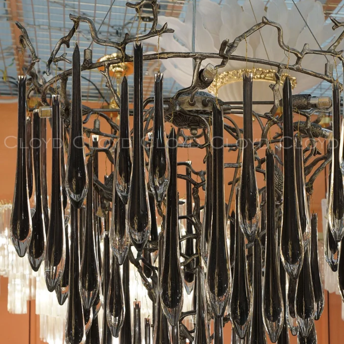 Люстра Cloyd SURINAM C14 / Ø70 см - серебро темн. - черн. стекло (арт.11288)