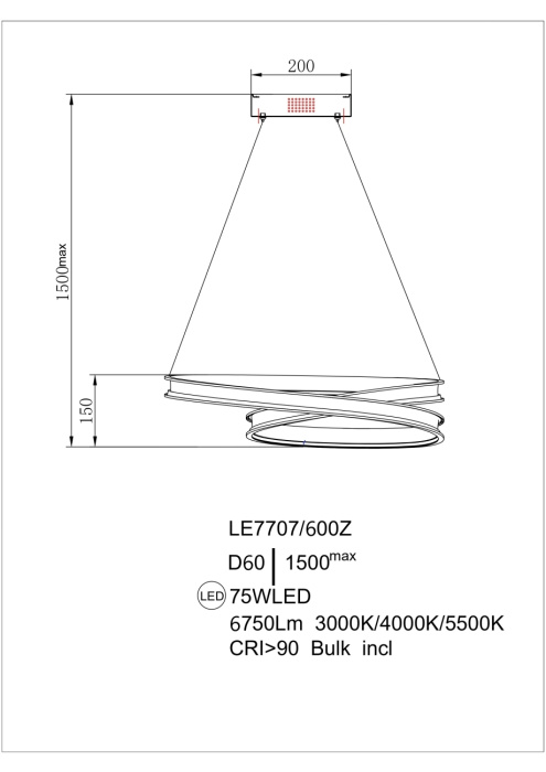 Подвесной светильник Leon Aida LE7707/600Z Black Chrome