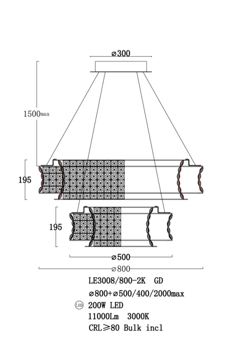 Подвесная люстра Leon Aurelie LE3008/800-2K GD