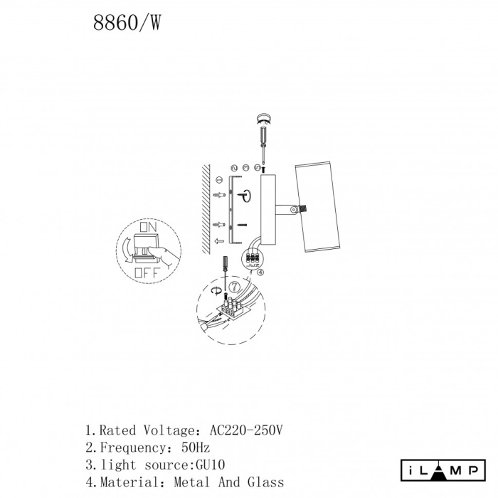 Настенный светильник iLamp PLUM 8860W BRASS&BLACK