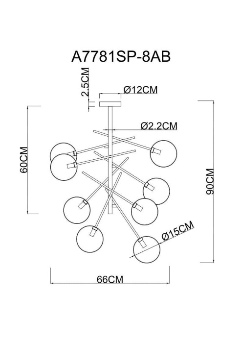 Потолочная люстра Arte Lamp Severus A7781SP-8AB