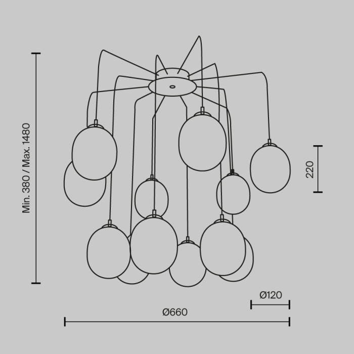 Каскадная люстра Maytoni Branch MOD176PL-12G