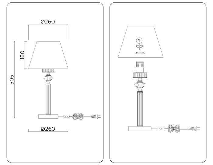 Настольная лампа с абажуром и хрусталем AMBRELLA light LH71007