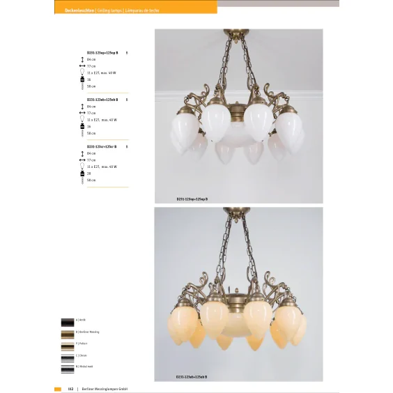 Подвесная люстра Berliner Messinglampen D231-123op+125opB
