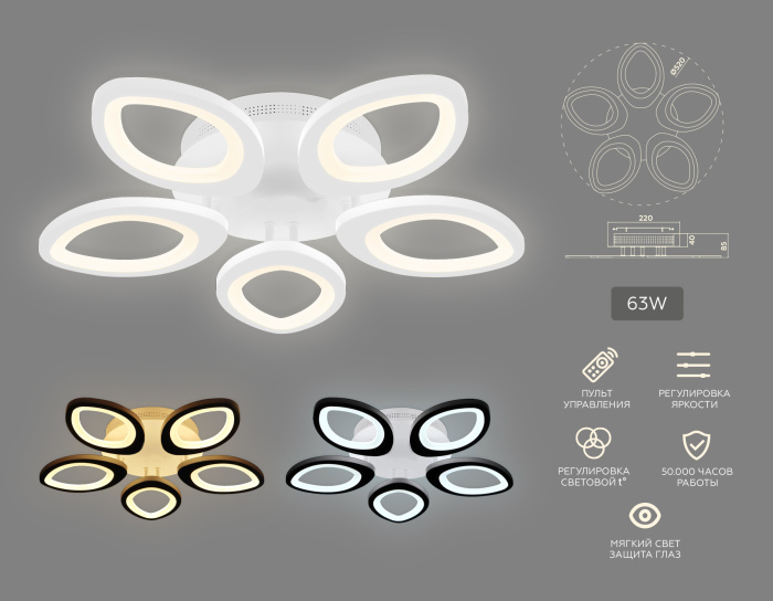 Потолочный светодиодный светильник с пультом Ambrella light FA4492