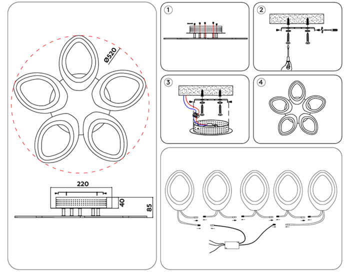 Потолочный светодиодный светильник с пультом Ambrella light FA4492