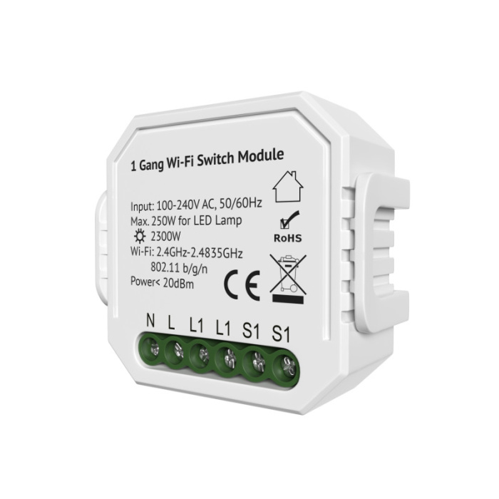 Одноканальное Wi-Fi реле-выключатель Denkirs RL1001-SM/1