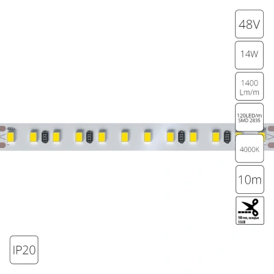 Светодиодная лента 48V 14,4W/m 4000К 10м IP20 Arte Lamp TAPE A4812010-08-4K