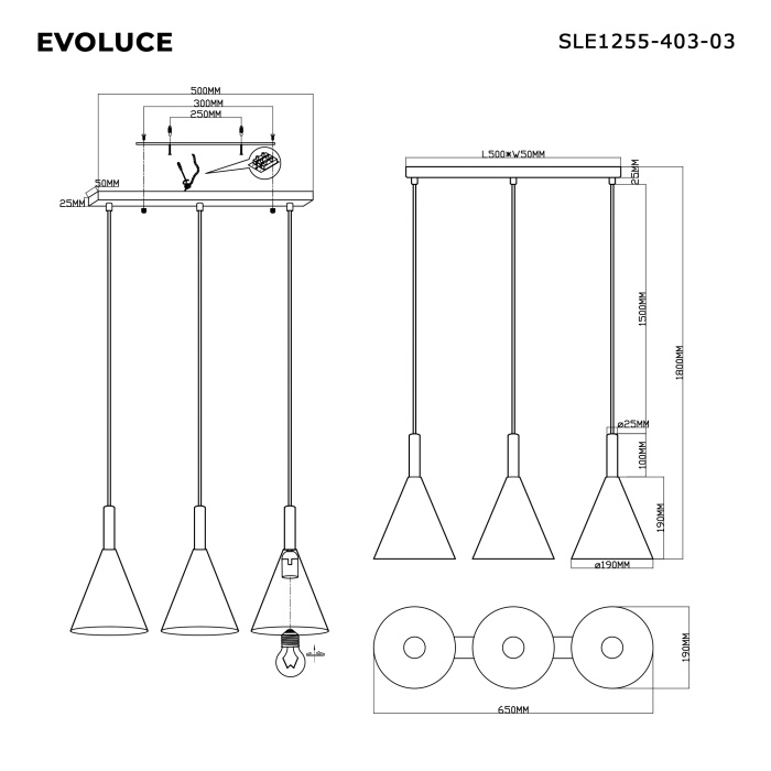 Подвесной светильник evoluce ARKET SLE1255-403-03