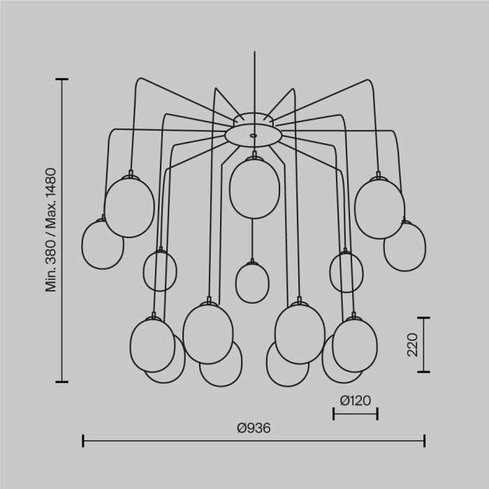Подвесной светильник паук Maytoni Branch MOD176PL-16G