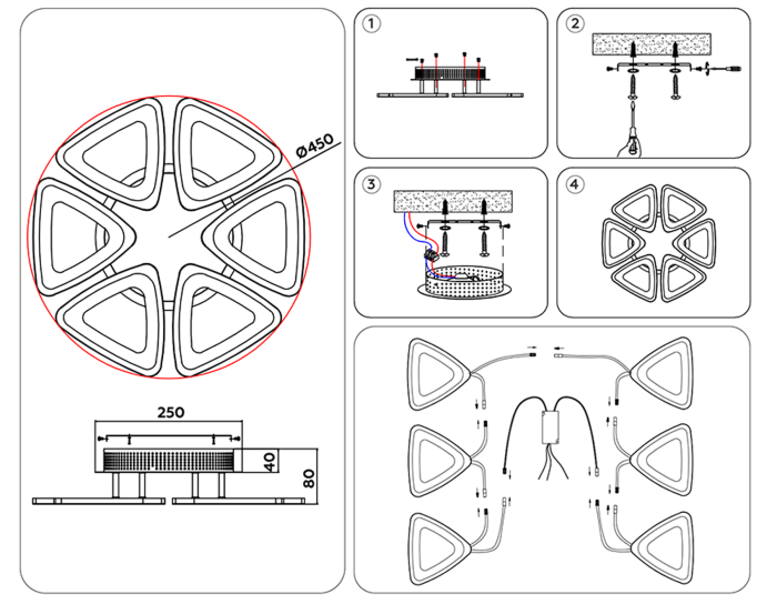 Потолочный светодиодный светильник с пультом Ambrella light FA4494