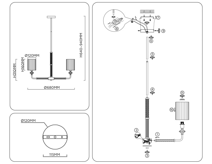 Люстра на штанге HIGH LIGHT AMBRELLA LIGHT LH71500