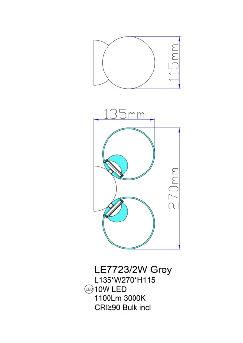 Настенный светильник Leon Molecule LE7723/2W Chrome