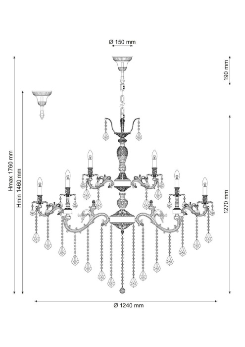 Люстра подвесная Lucia Tucci BARLETTA 122.16.8.6 coffe gold