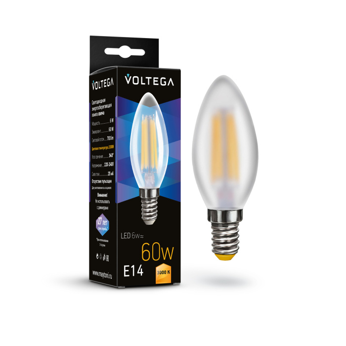 Светодиодная лампа Voltega Candle matt 6W 7207