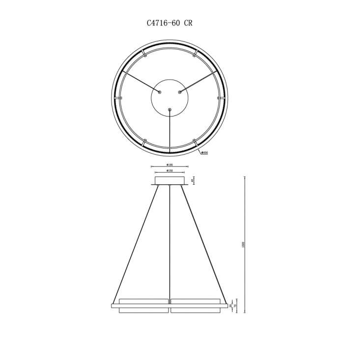 Светильник подвесной iLEDEX Meridian C4716-60 CR