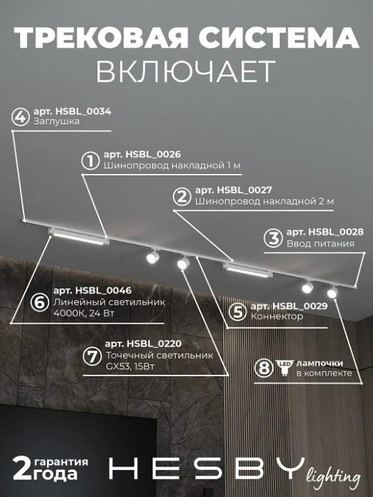 Комплект трековый Hesby Lighting Skylite №14 HSBL_kompl_S014_NI3W4K