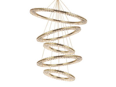 Вертикальная композиция 8240 из пяти плоских колец золото №60 Newport