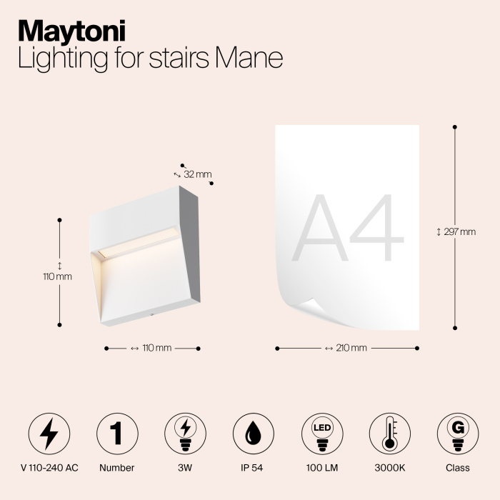 Светильник для ступеней Maytoni Mane O047SL-L3W3K