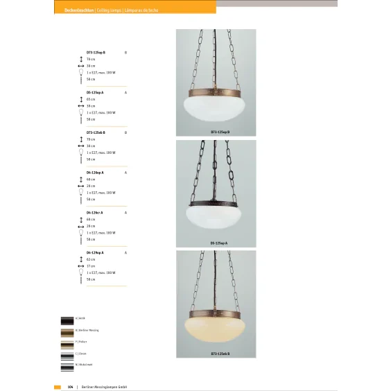 Подвесной светильник Berliner Messinglampen D5-125opA