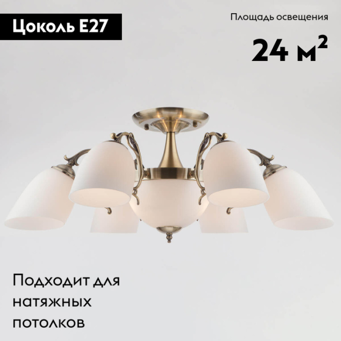 Потолочная люстра Eurosvet Ariele 22010/6+2 античная бронза