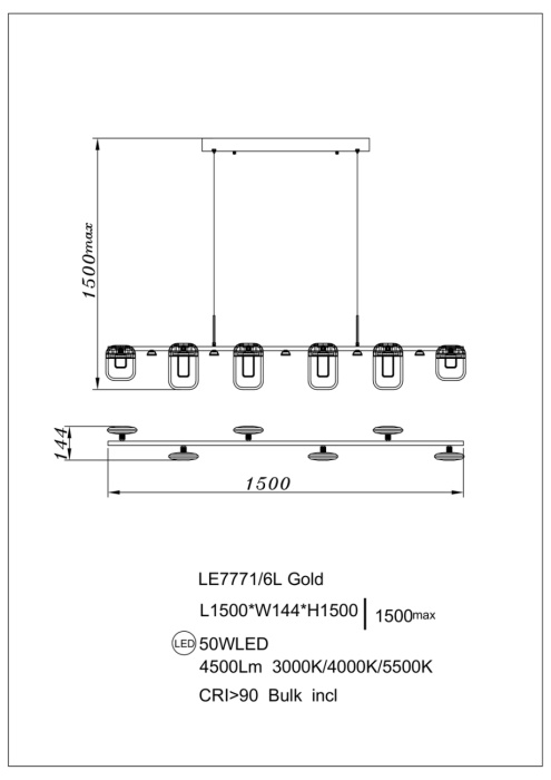 Подвесной светильник Leon Natali LE7771/6L Gold