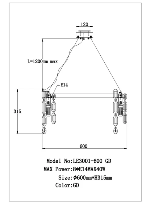 Подвесная люстра Leon Elien LE3001/600 GD