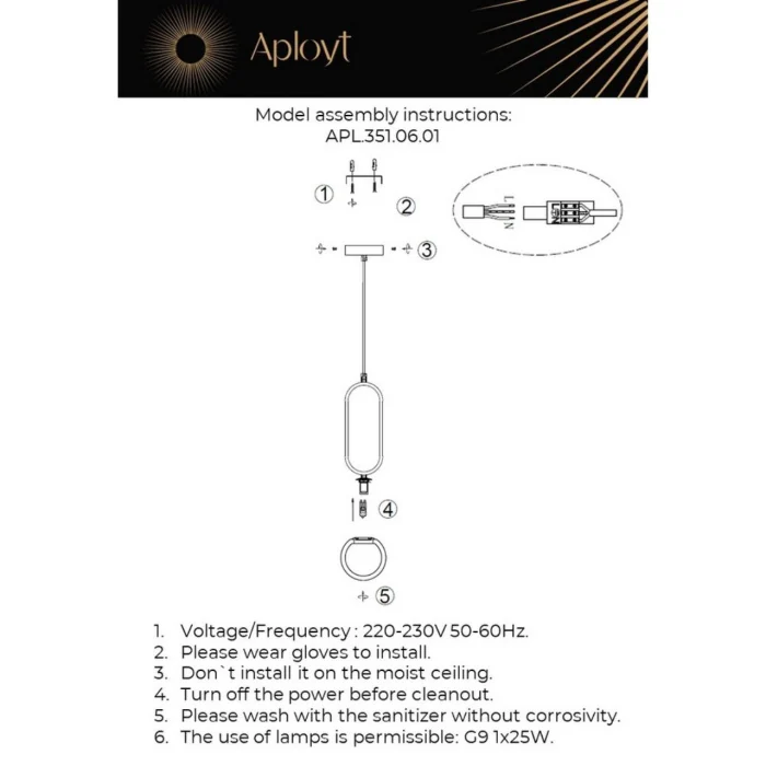 Светильник подвесной Aployt Klara APL.351.06.01