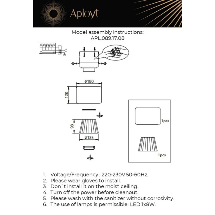 Светильник потолочный Aployt Zhyuli APL.089.17.08