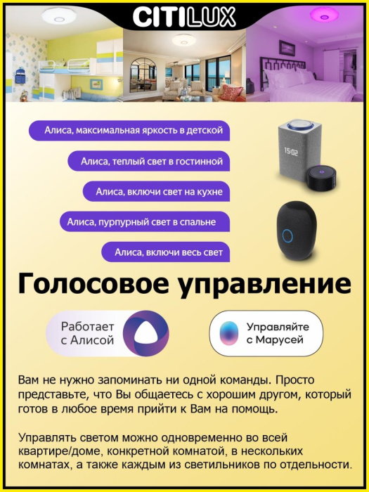 Потолочный светильник Citilux Диамант Смарт CL713A80G