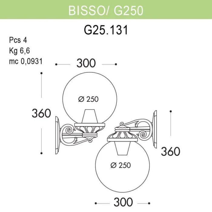 Уличный настенный светильник Fumagalli Bisso/G250 G25.131.000.AYE27