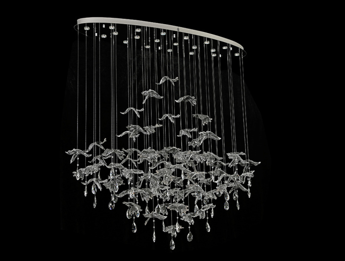 Подвесная люстра Newport 8220/140 С oval chrome, silver glass М0071480