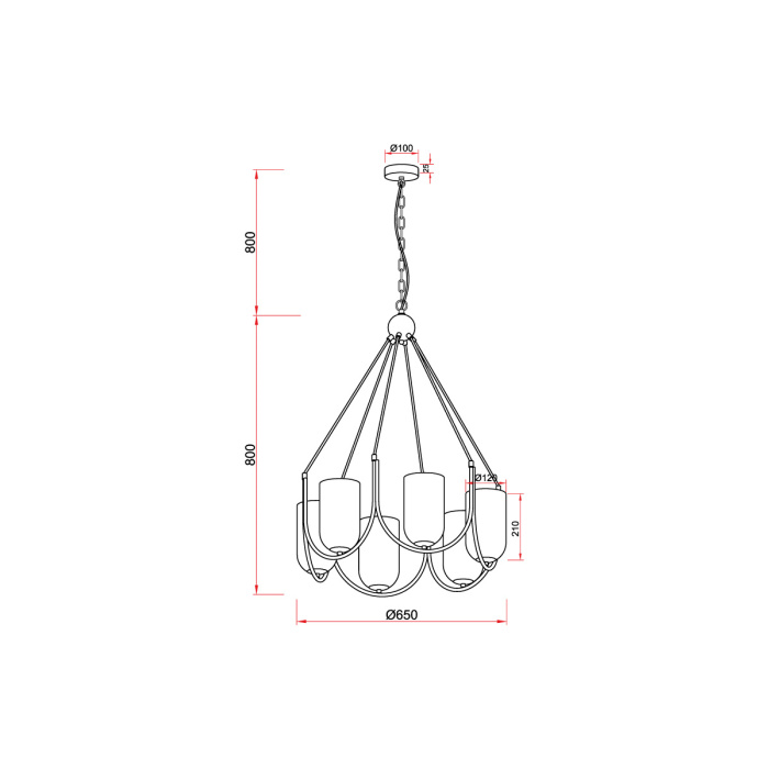 Подвесная люстра Vele Luce Fiamma VL5812P06