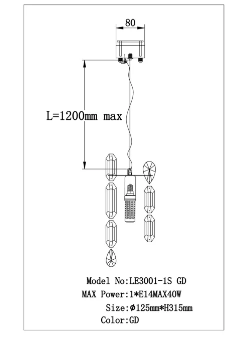 Подвесной светильник Leon Elien LE3001/1S GD