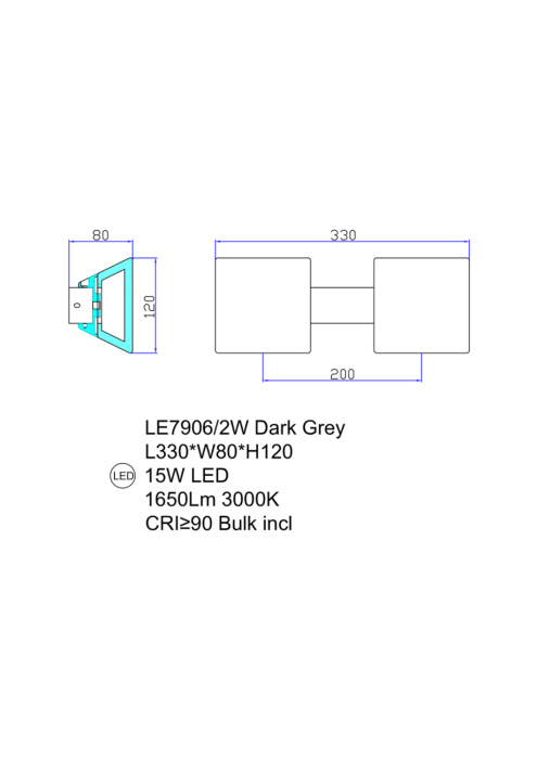 Настенный светильник Leon Tina LE7906/2W Dark Grey