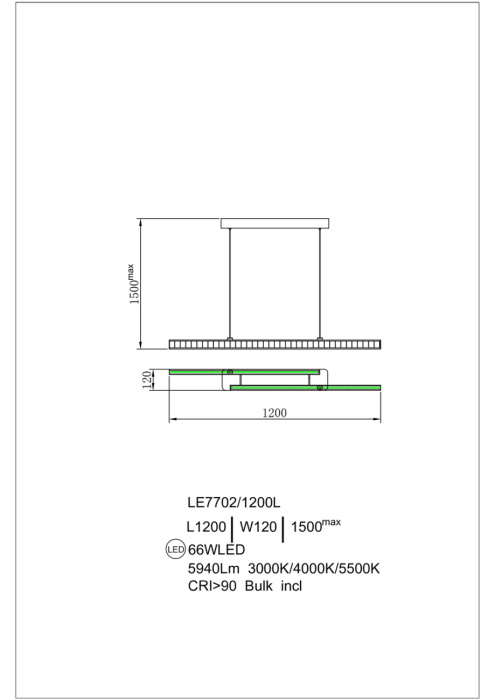 Подвесной светильник Leon Christine LE7702/1200L Black Chrome