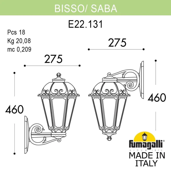 Светильник уличный настенный FUMAGALLI BISSO/SABA K22.131.000.BYF1R
