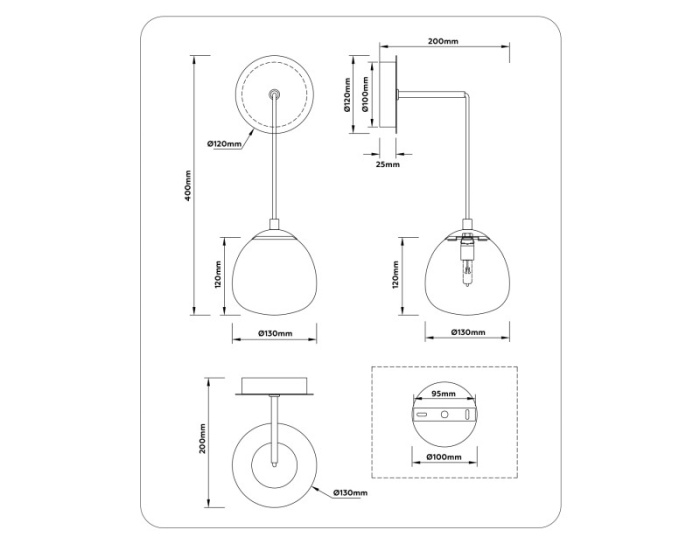 Настенный светильник со сменной лампой HIGH LIGHT AMBRELLA LIGHT LH51005