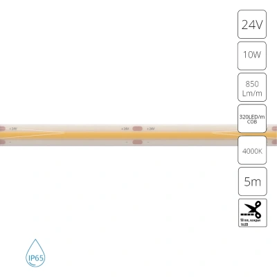 Светодиодная лента 24V 10W/m 4000К 5м IP65 Arte Lamp AQUA LANE A2432008-05-4K