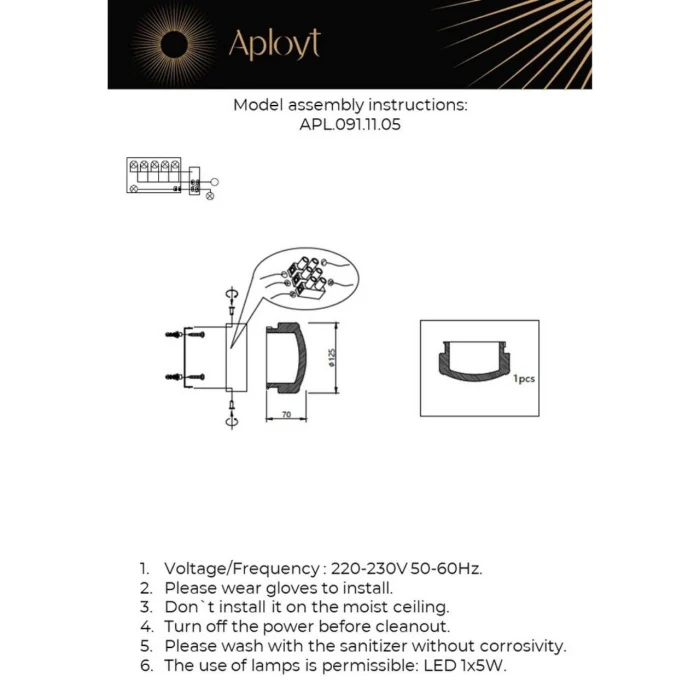 Настенный светильник Aployt Regina APL.091.11.05