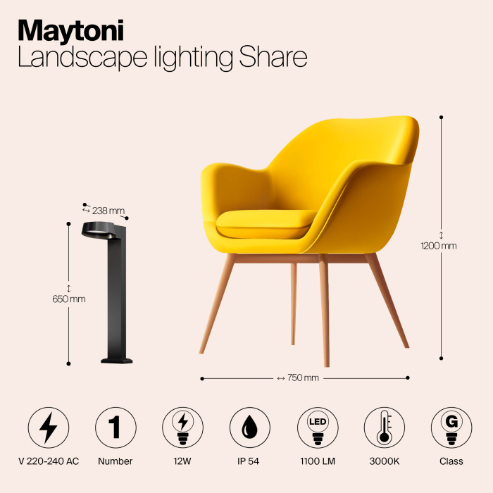 Садово-парковый светильник Maytoni Share O443FL-L12GF3K