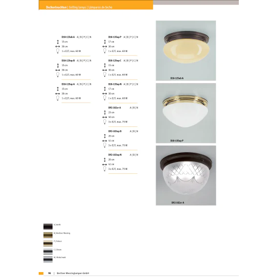 Настенно-потолочный светильник Berliner Messinglampen D18-125opC