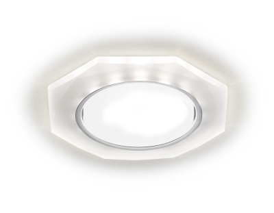 Встраиваемый точечный светильник GX53 с LED подсветкой Ambrella light G216 CH/WH