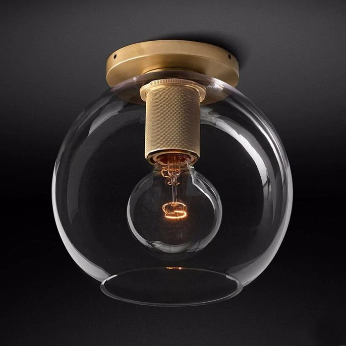Потолочный светильник RH Utilitaire Globe Shade Flushmount Brass ImperiumLoft