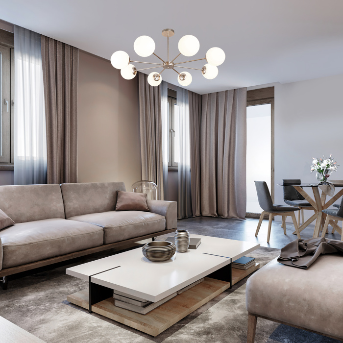 Потолочная люстра на штанге ETHEREAL ESCADA 2110/8P Nickel