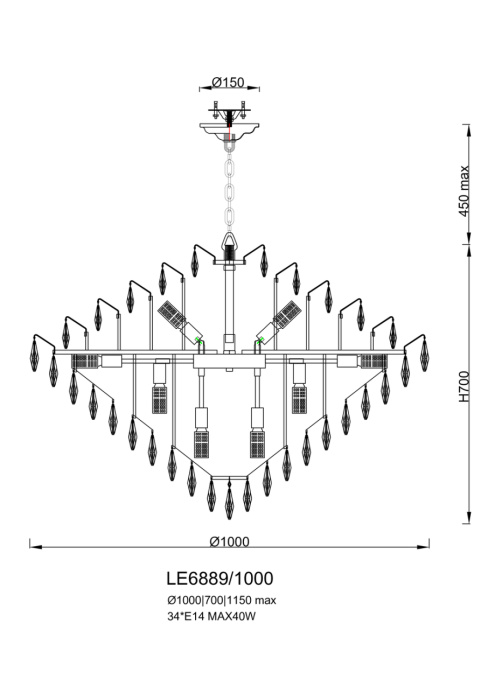 Подвесная люстра Leon Adriana LE6889/1000 GD