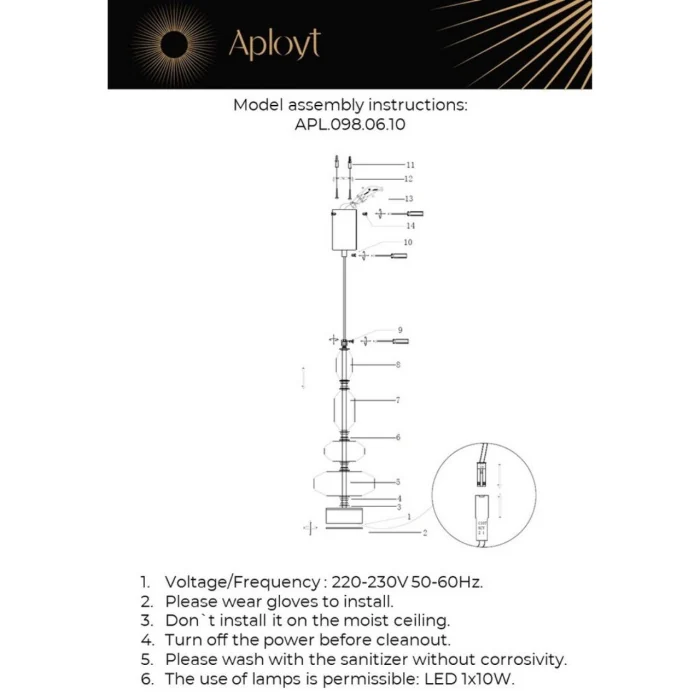 Светильник подвесной Aployt Viktoir APL.098.06.10