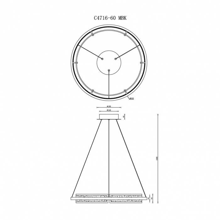 Светильник подвесной iLEDEX Meridian C4716-60 MBK